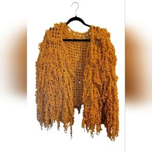 Textured Mustard Yellow Knit Cardigan Size L